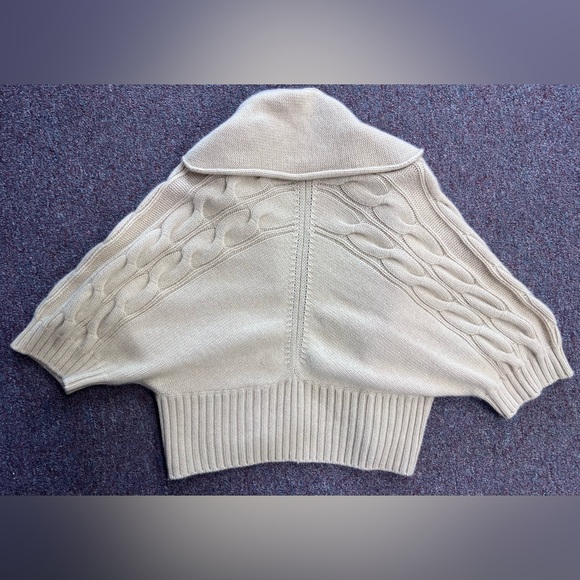 Ann Taylor Cream Cable Knit Cardigan 100% cachemir sweater - Picture 4 of 5
